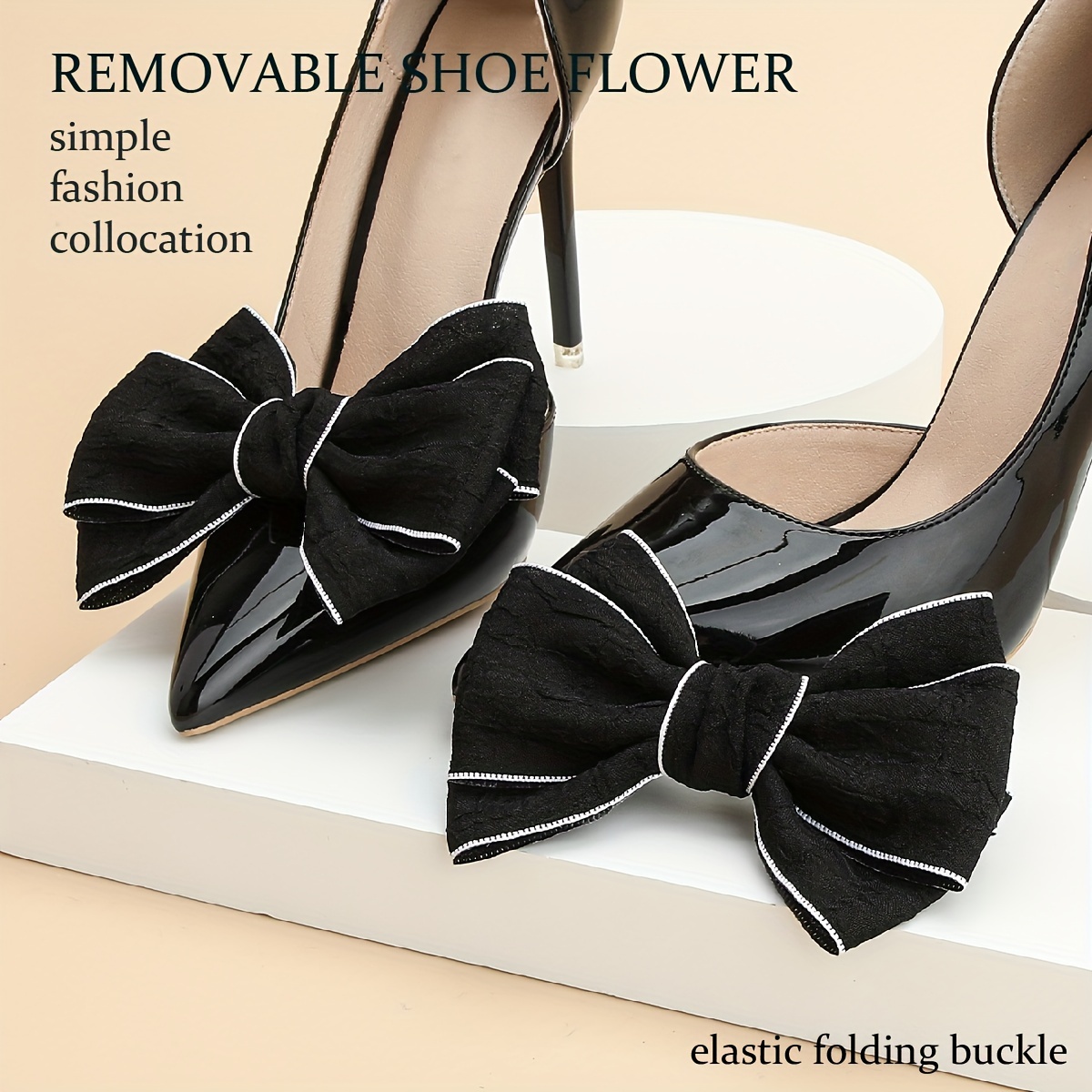 Color Block Creamy white Bowknot Shoe Clips Wedding Bridal - Temu