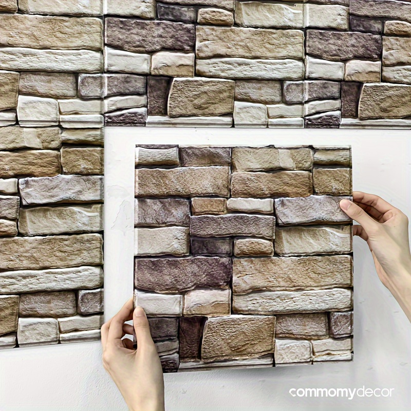 Self-adhesive Peel And Stick Wallpaper 3D Stone Design Brick Wall Tile For  Home Bathroom Kitchen Backsplash, 36 Packs 
