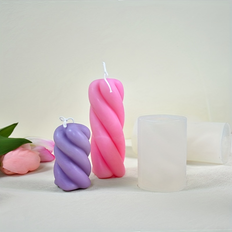 Lot de 4 bougies cylindriques en forme de rose ondulée, moule en