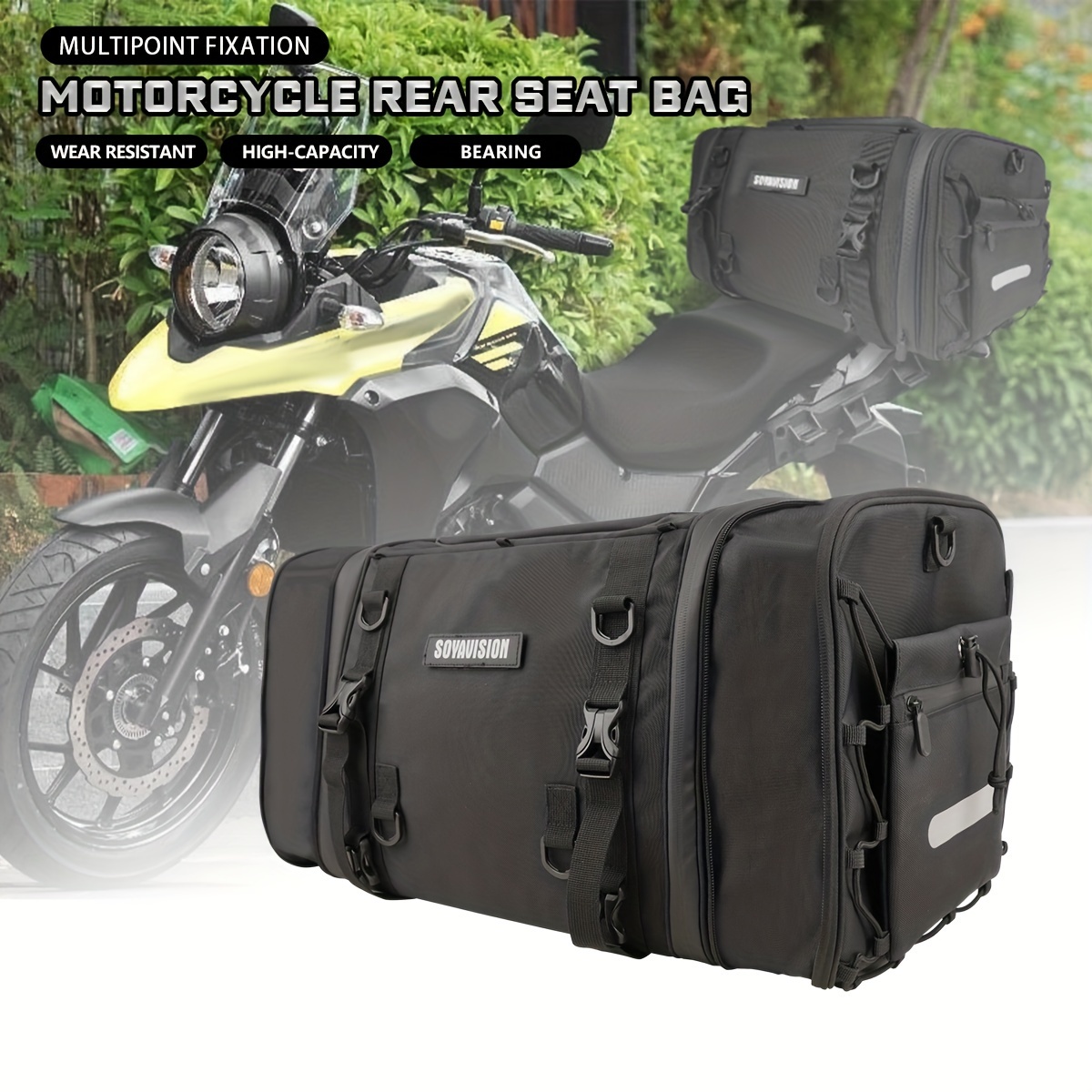 Motorcycle Luggage Bag Motorcycle Tail Bag Large Capacity - Temu