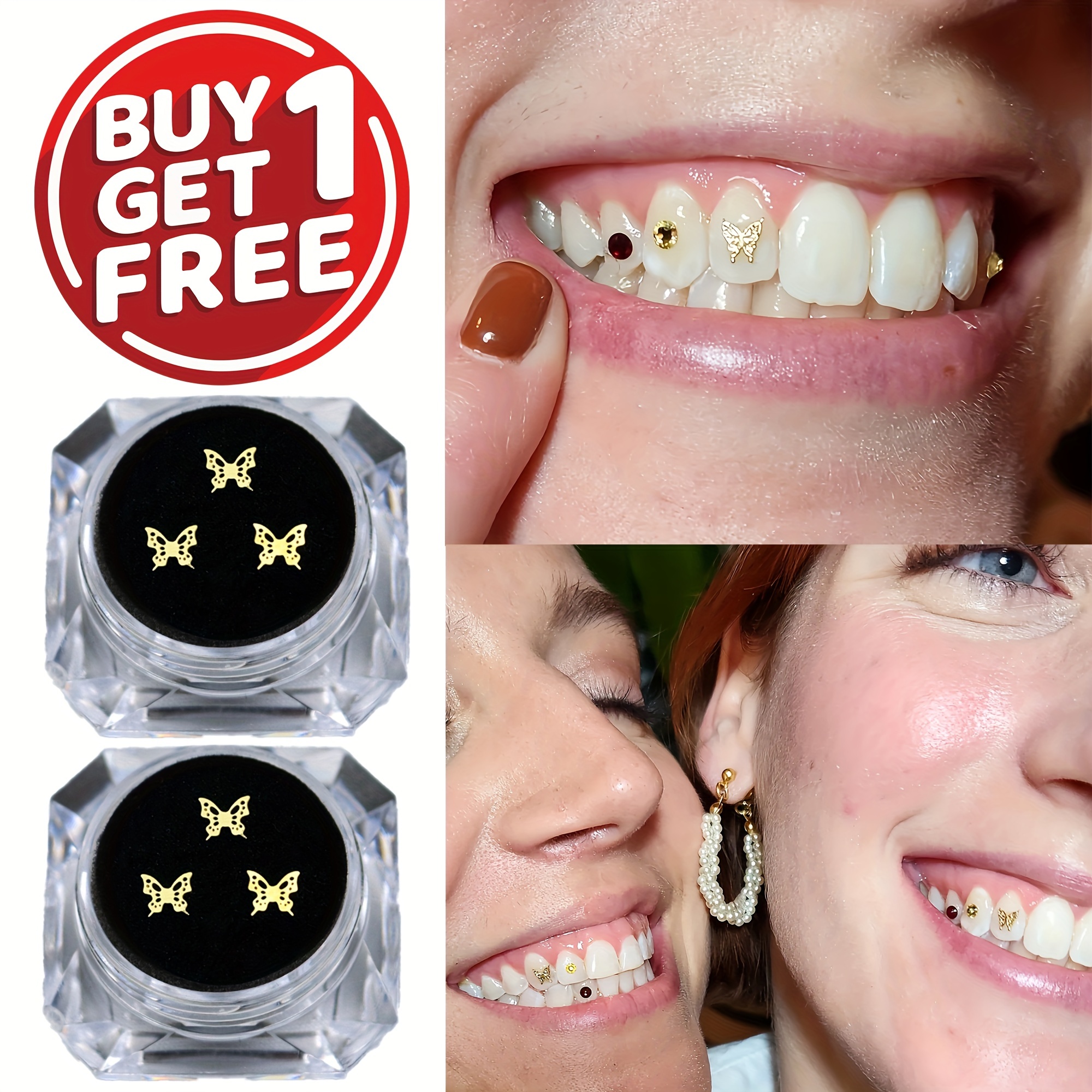 2 Sets diamond tooth gem tooth gems for teeth gems teeth jewelry ornament  tooth gems teeth crystals teeth gems nail art decorations compact Pack