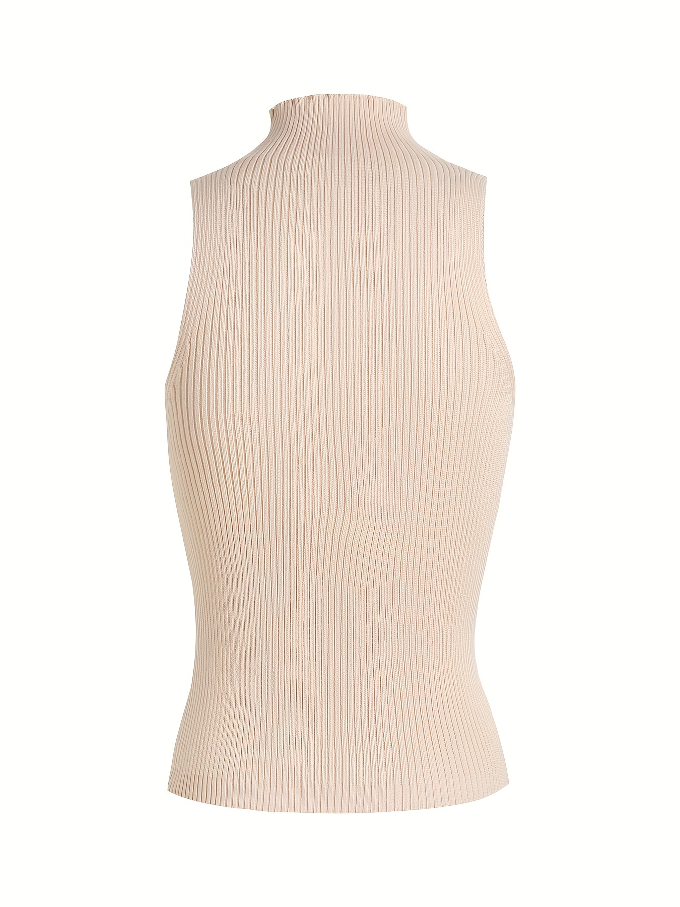 Cut Out Knit Top, Casual Stand Collar Summer Sleeveless Top