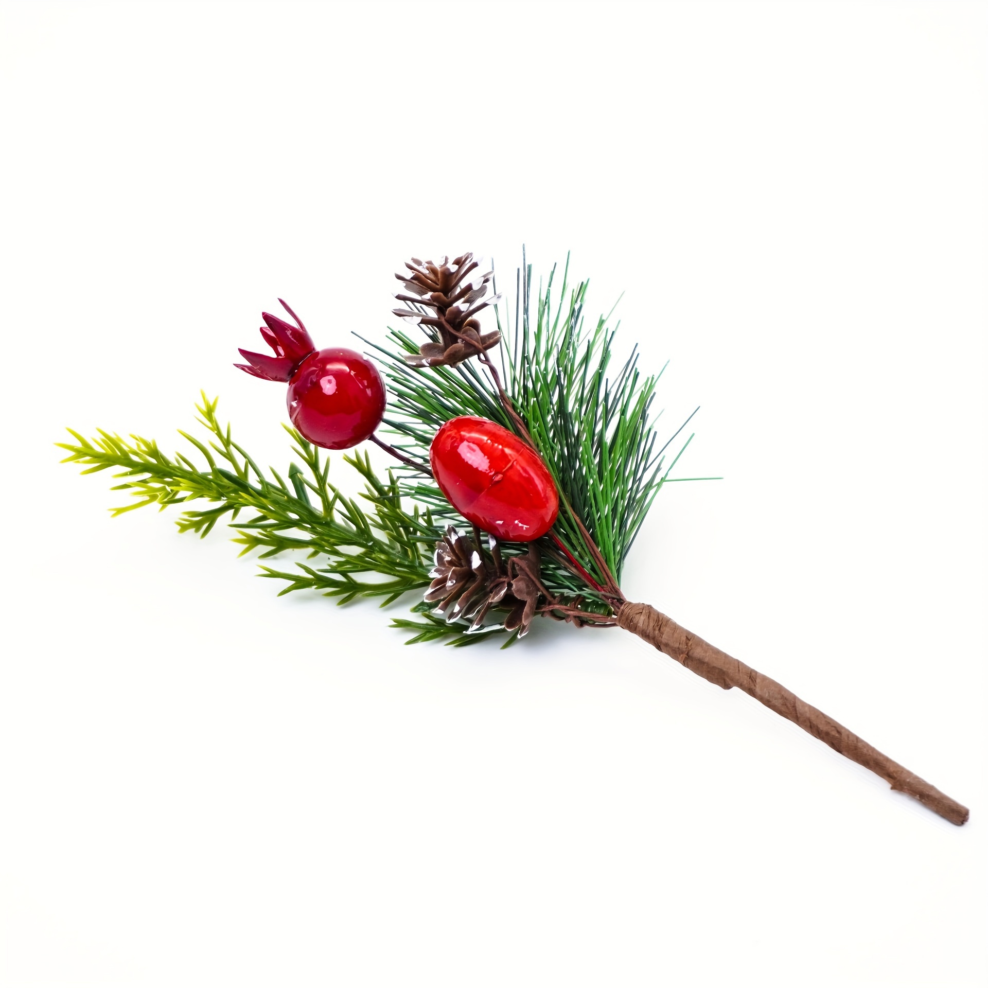 Christmas White Berries Berry Stems Pine Branches With Pine - Temu