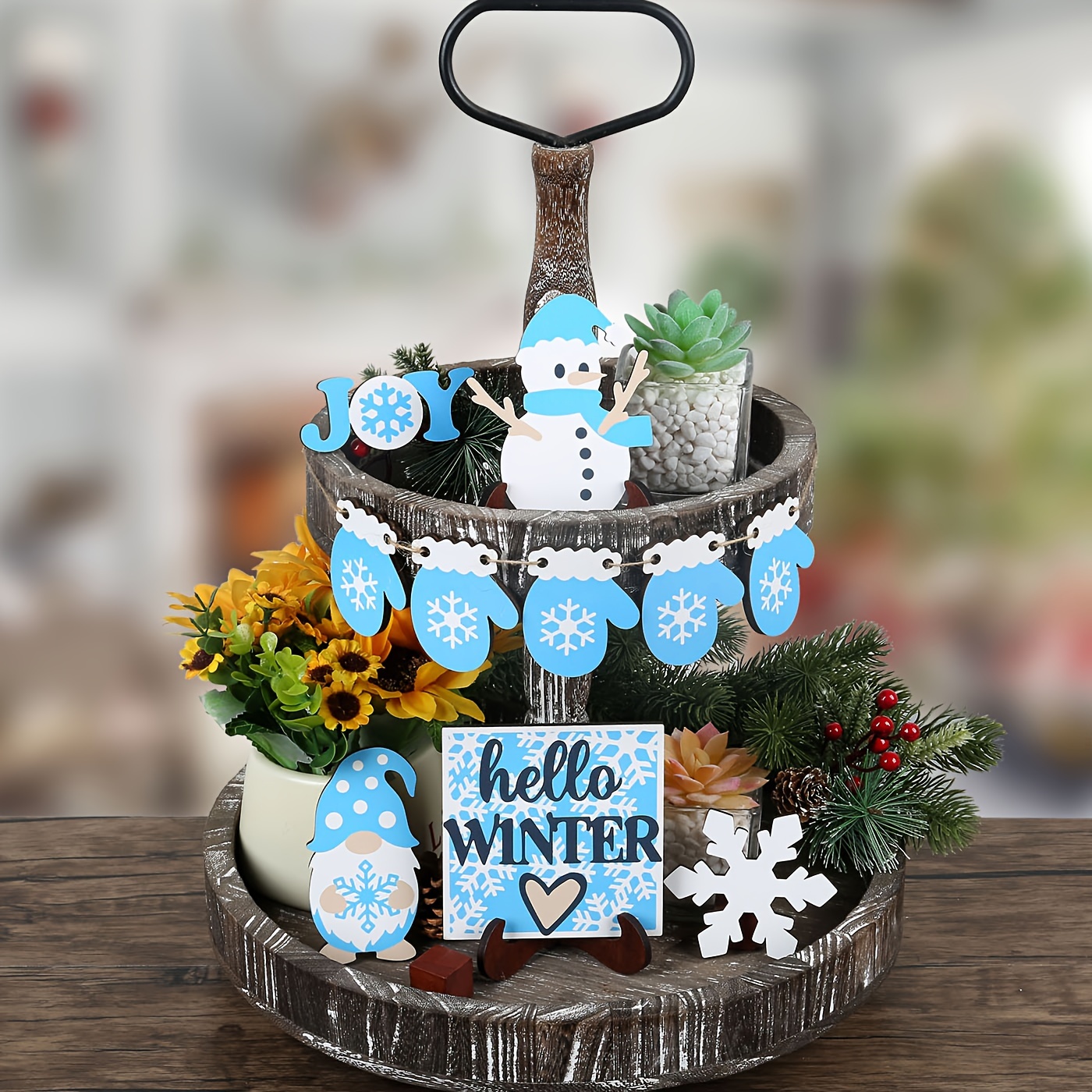 Christmas Styles White Round Base With Blue - Temu