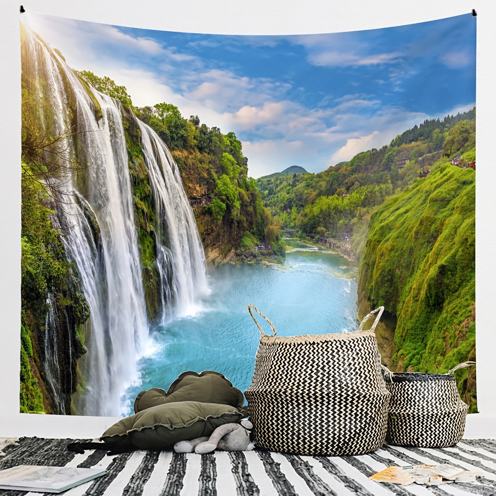 Tapestry waterfall wall outlet hanging