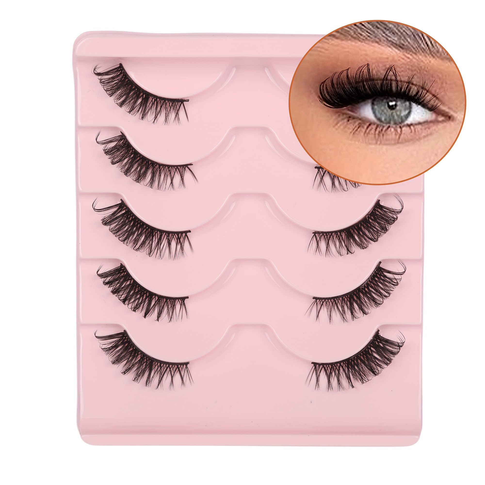 

Half Eye Lashes Natural Look Lash Extension Russian Strip Lashes Fluffy Faux Mink Lashes ( 5 Pairs )