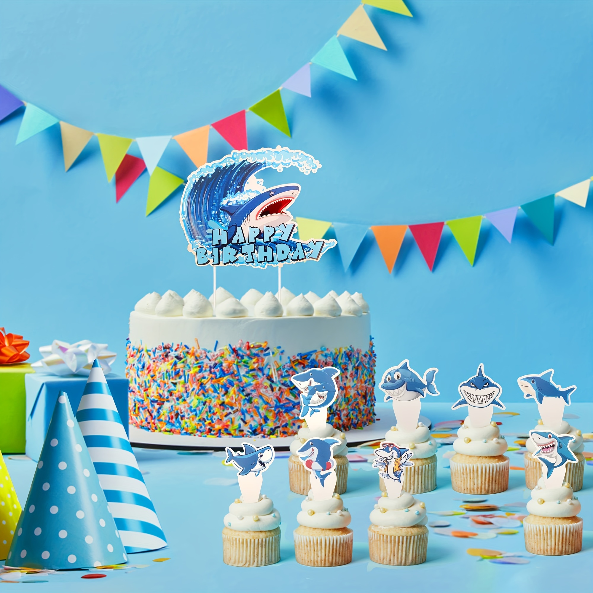 Shark Theme Cake Topper Different Sizes Birthday Party Decor