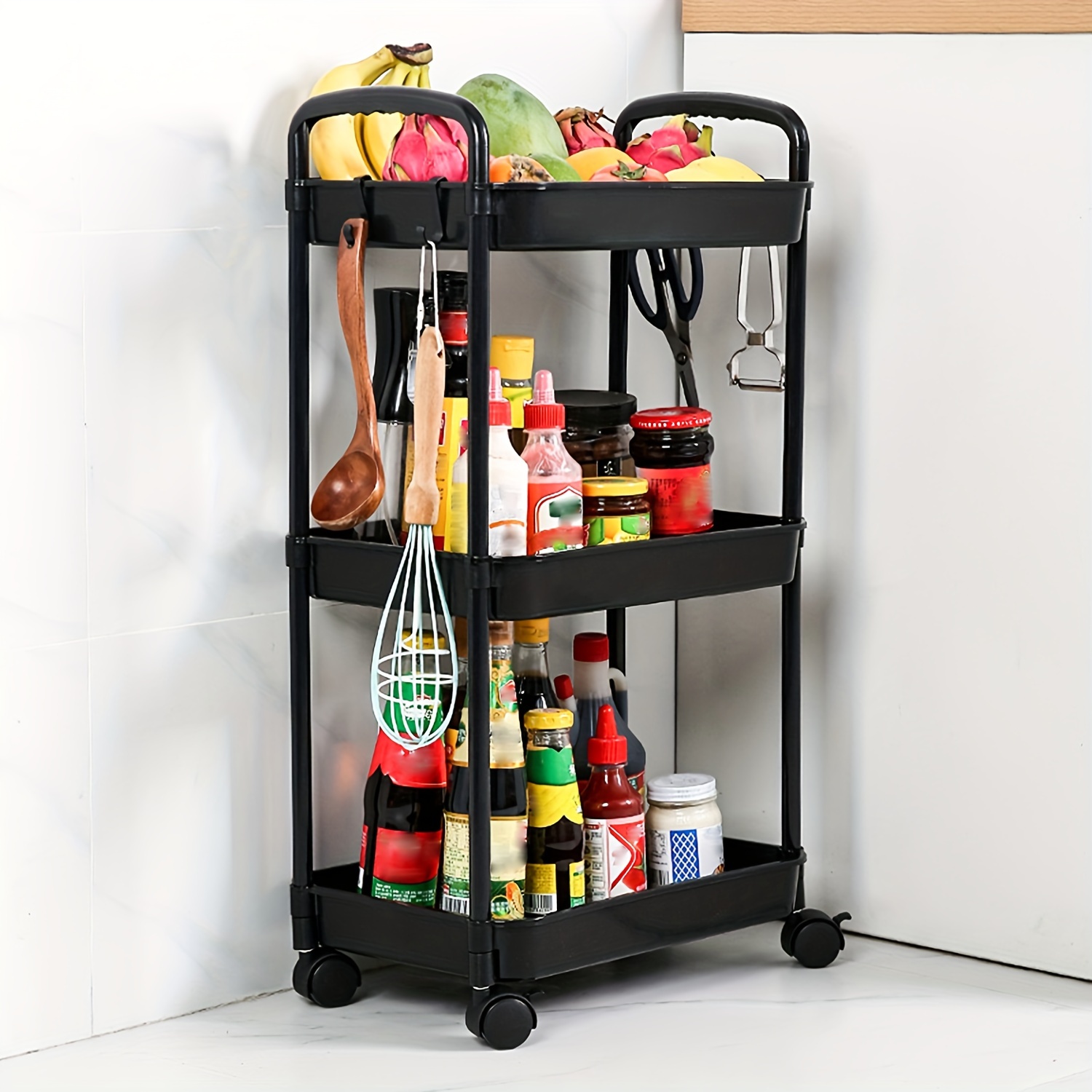 1pc Bathroom Storage Rack Floor-standing Pushcart Toiletry