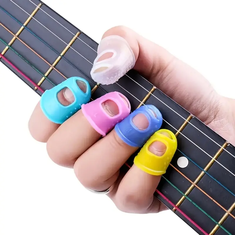 10pcs Silicone Fingertips Guitar Fingertips Protector, Anti-skid  Wear-resistant Four Color Fingertips One Set Of Musical Instrument  Accessories For Uk