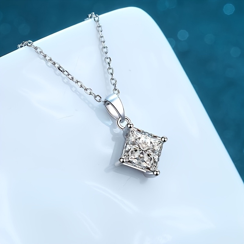 Moissanite Necklace 925 Sterling Silver Pendant Square - Temu United 