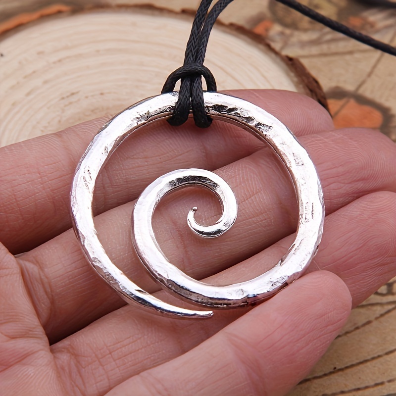 Spiral Pendant Handmade Medieval Blacksmith Necklace Men