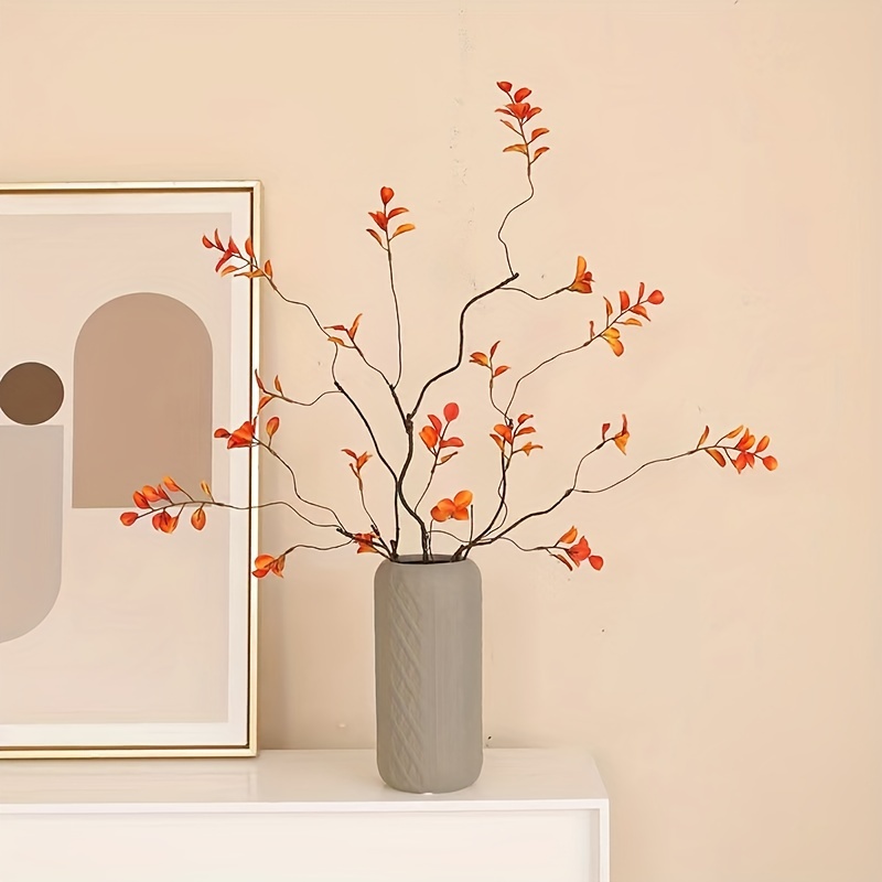 grtefhu 3Pcs Faux Fall Plant Stems and Branches for Vase,Artificial Tree  Branches and Twigs for Decoration (Orange)