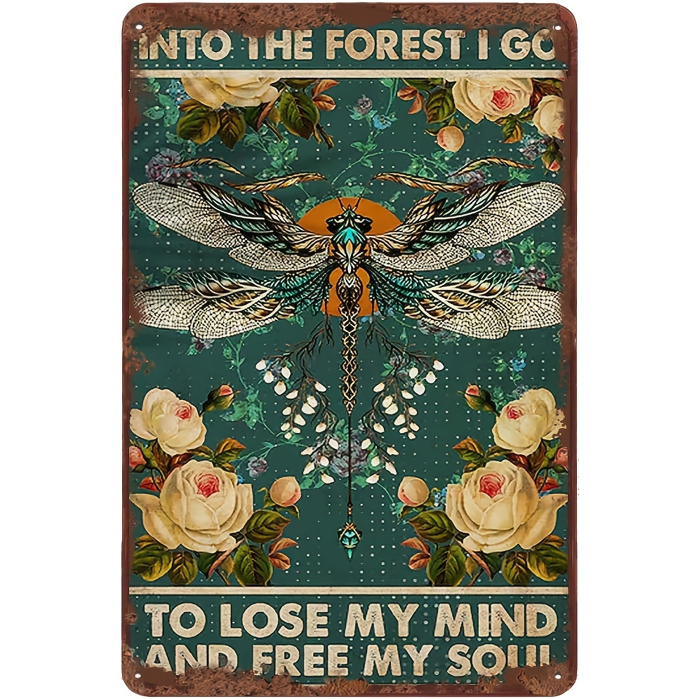 1pcs Tin Sign 12 x8 Hippie Wall Decor Dragonfly Art Room For Home Office Bedroom Living Metal Funny Decoration Housewarming Gift
