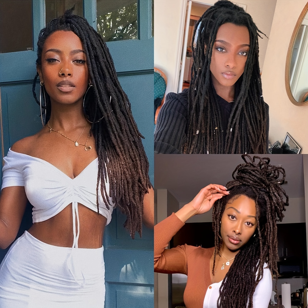 20 Inch Pre Looped Dreadlock Extensions Tapering Synthetic Dreads