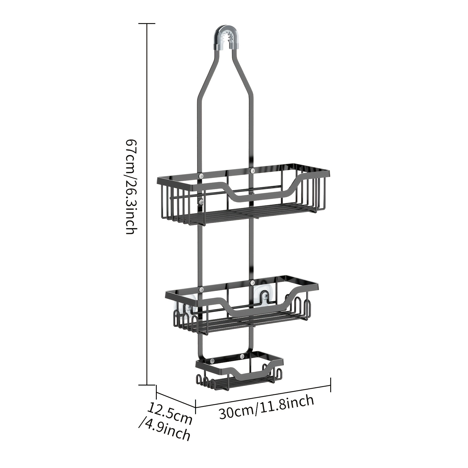 4-Tier Black Shower Head Rack Shelves for Inside Shower, Home Door  Organization