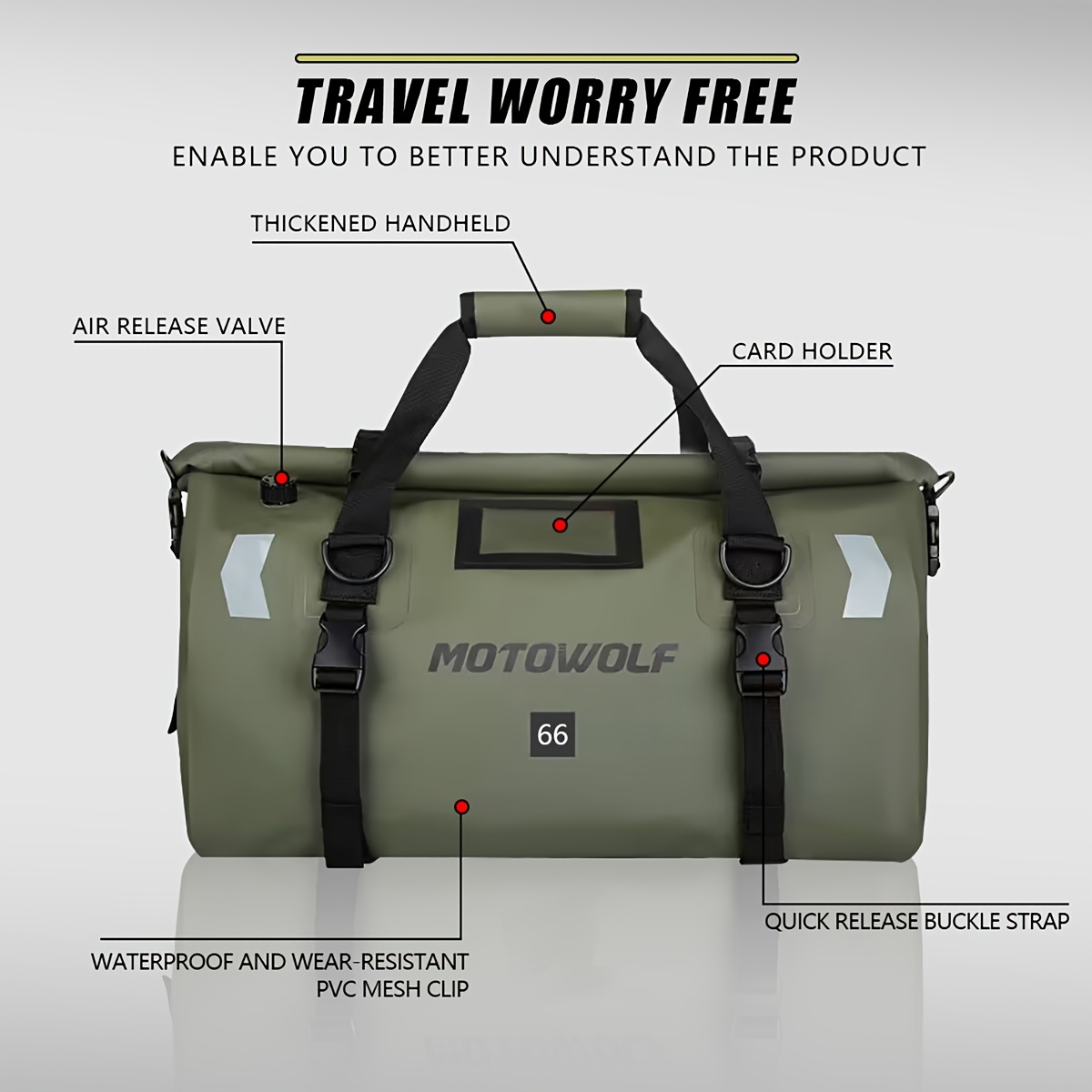 1pc Portable Pvc Large Capacity Waterproof Luggage Bag Suitable For  Motorcycle Travel Camping Hiking Fishing Ice Skating Rowing Kayaking 55l -  Sports & Outdoors - Temu