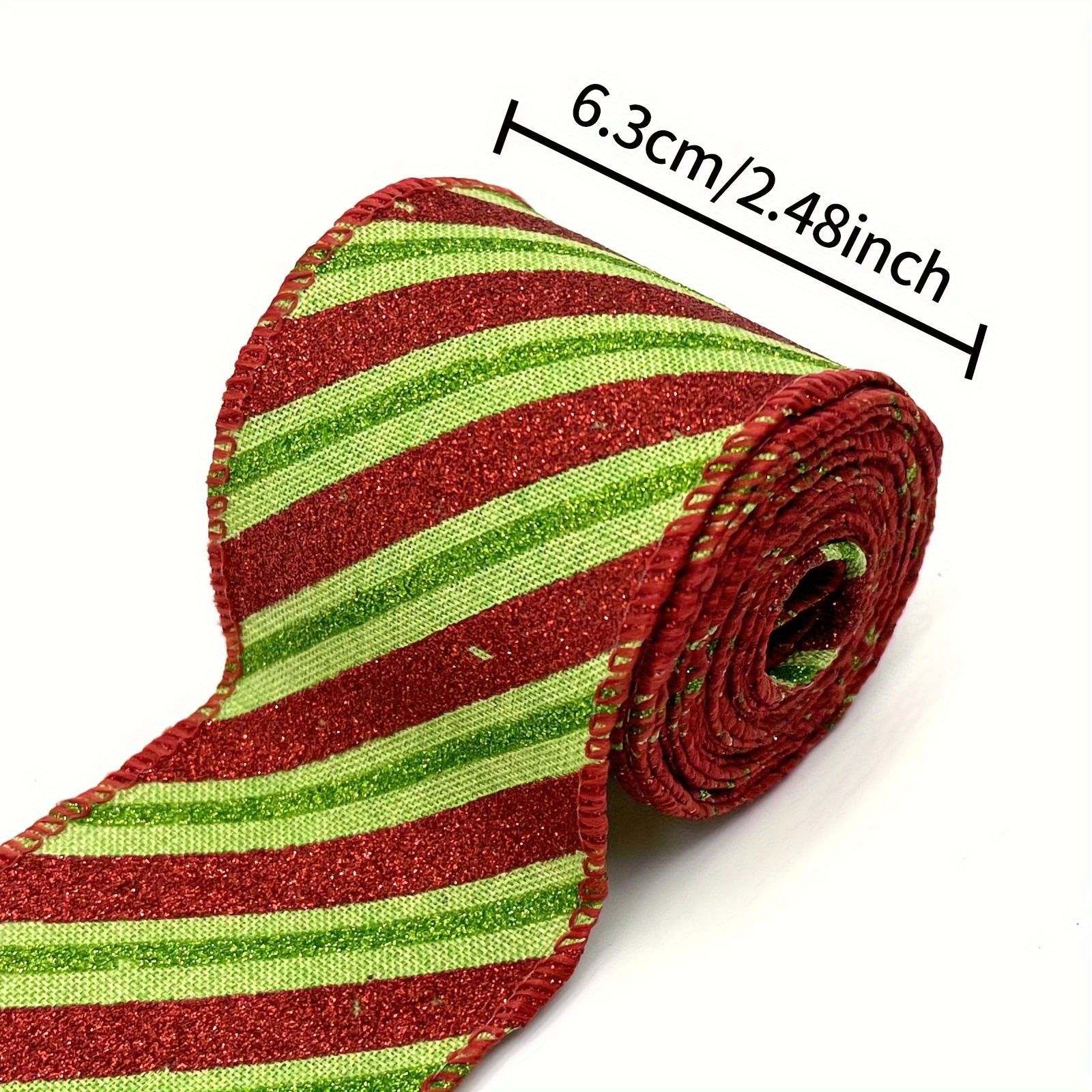 5 Yards Christmas Wired Edge Ribbon Red And Lime Green - Temu
