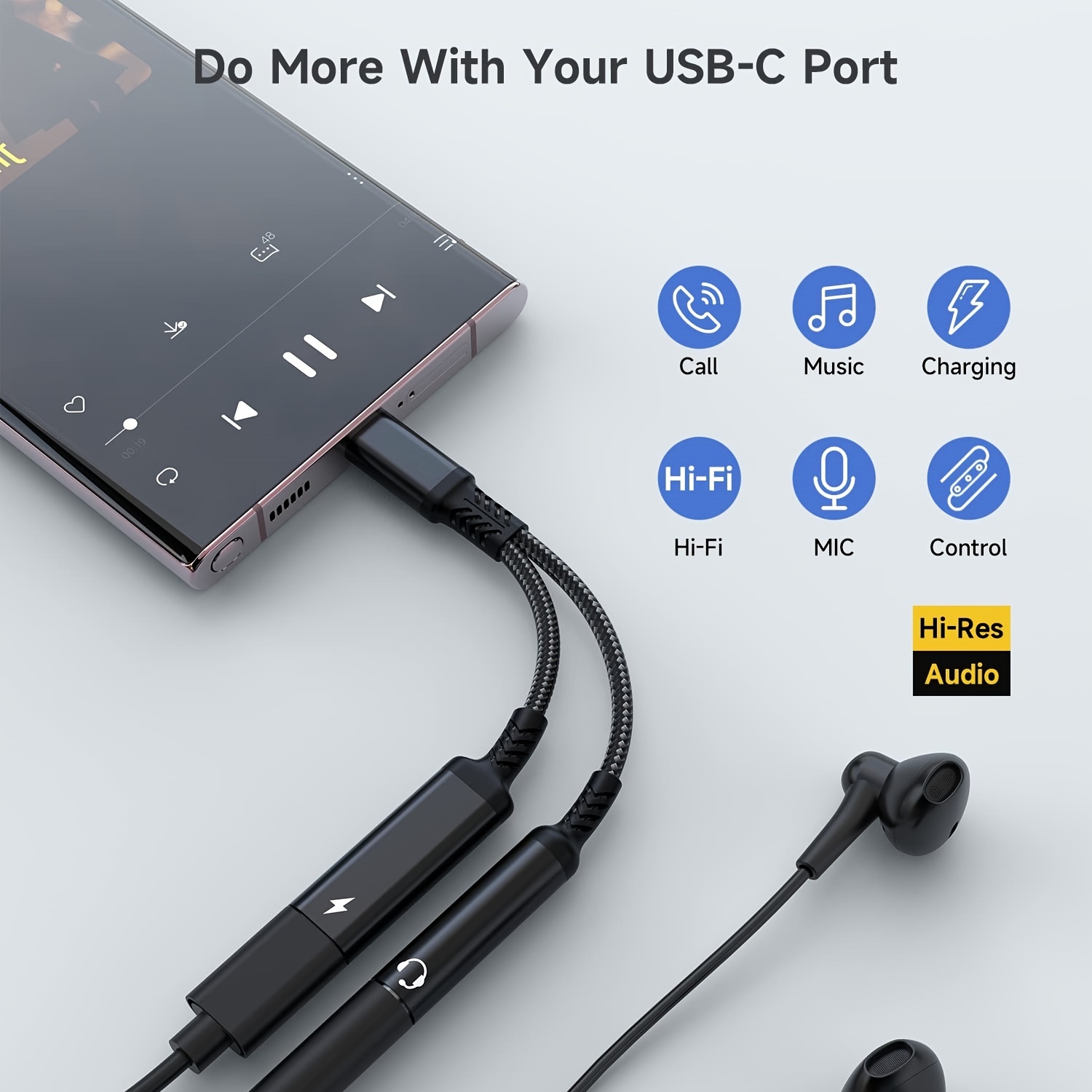  Samsung Galaxy S23 Ultra Headphone Adapter, 2 in 1 USB C to  3.5mm Headphone Jack Hi-Res DAC and Safe PD 60W Fast Charging Dongle Cord  Compatible Google Pixel 7 6, Galaxy