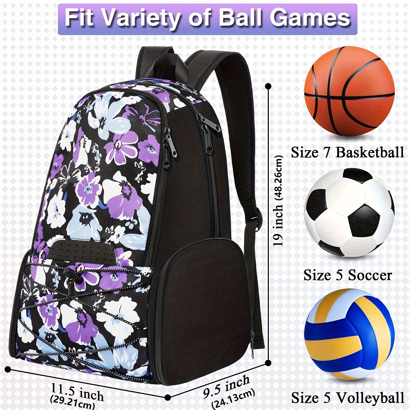 Basketball Backpack With Ball Compartment And Shoe Pocket Outdoor