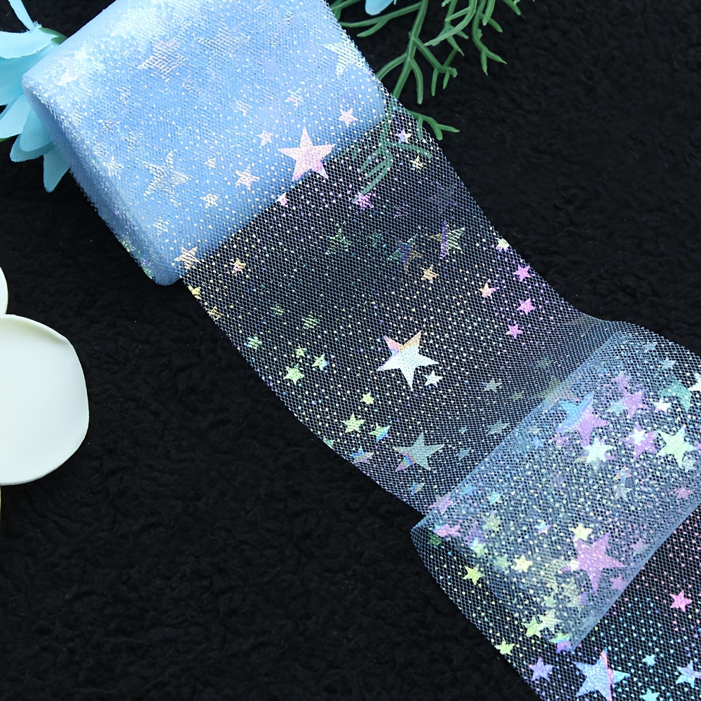 6cm/2.4inch*450cm/180inch Star Chunky Glitter Ribbon Fabric Ribbon Gift Package Diy Hair Bows Material Sewing Accessories