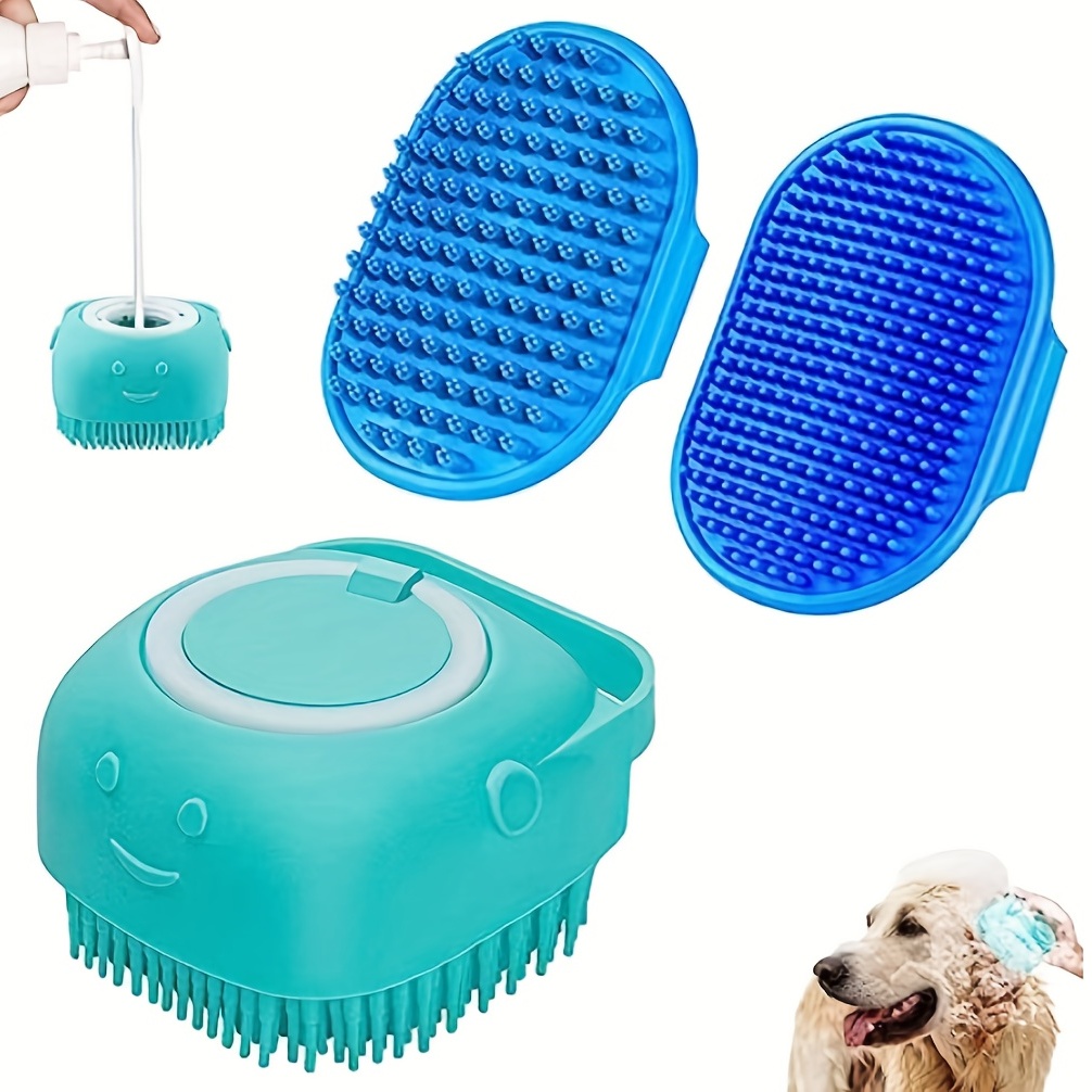 Silicone Dog Bathing Brush with Shampoo Storage