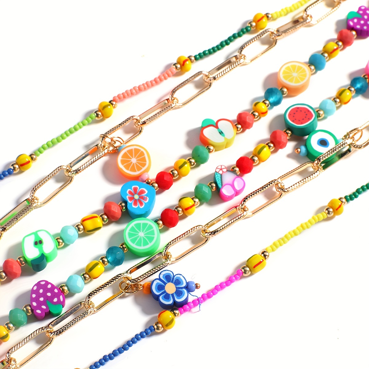 XINHUADSH Men Necklace Beaded Elegant Polymer Clay Wooden Beads