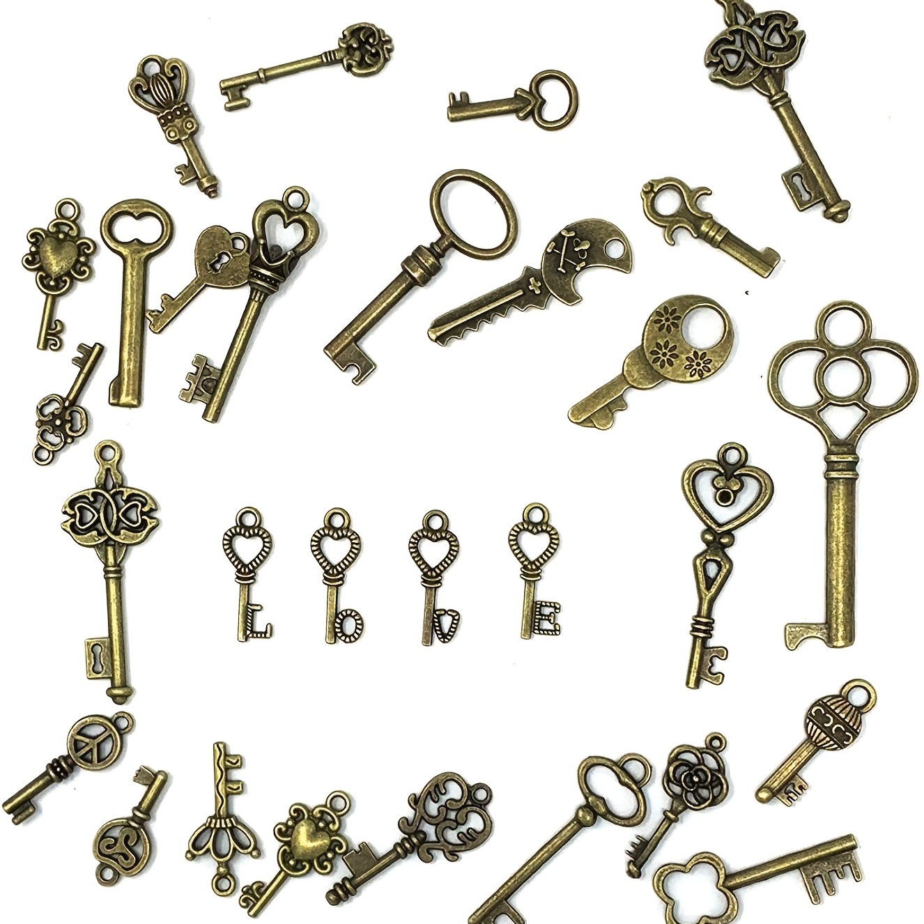 Kaufe 46 Stück antike Bronze-Skelett-Schlüsselanhänger, Anhänger,  Schmuckzubehör, 23 Stile