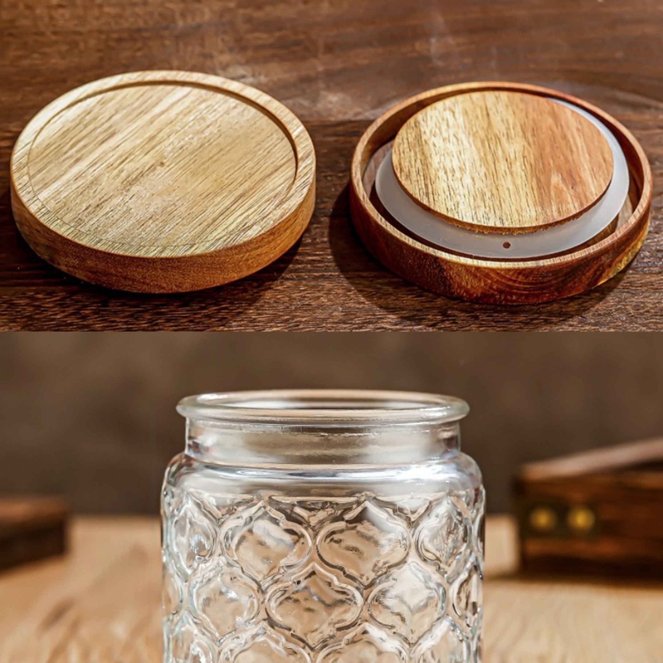 Airtight Glass Storage Jar With Bamboo Wooden Lid Perfect - Temu