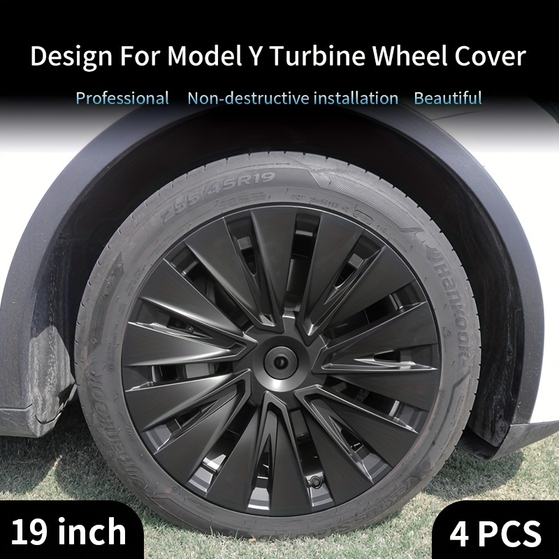 4pcs 19 Inch Hub Cap For Model Y Turbine Replacement Full Rim Wheel Cover