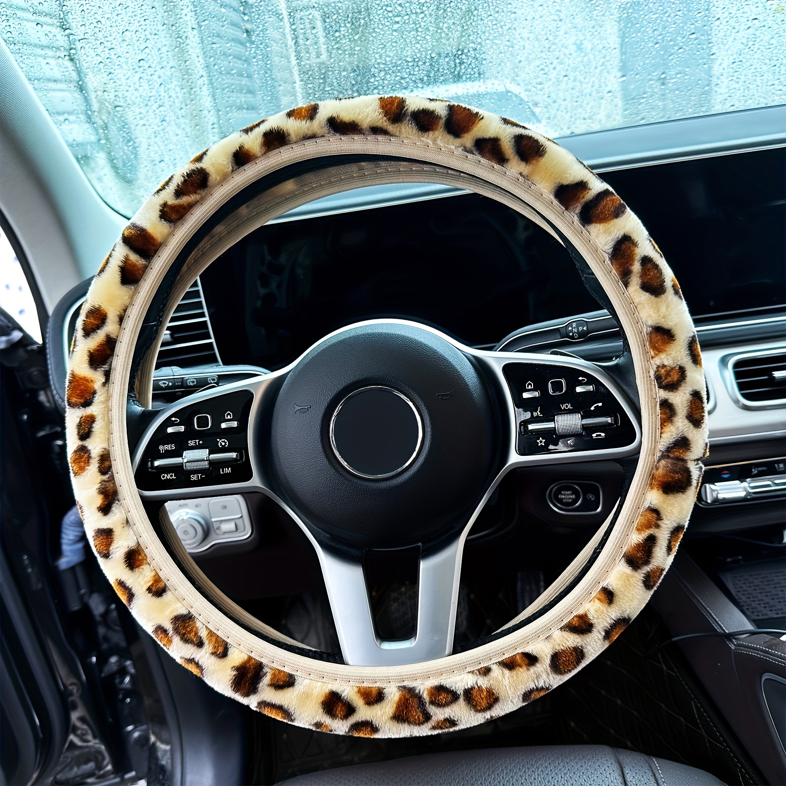 Leoparden-Auto-Lenkradbezug, universal, rutschfest, warm, für den