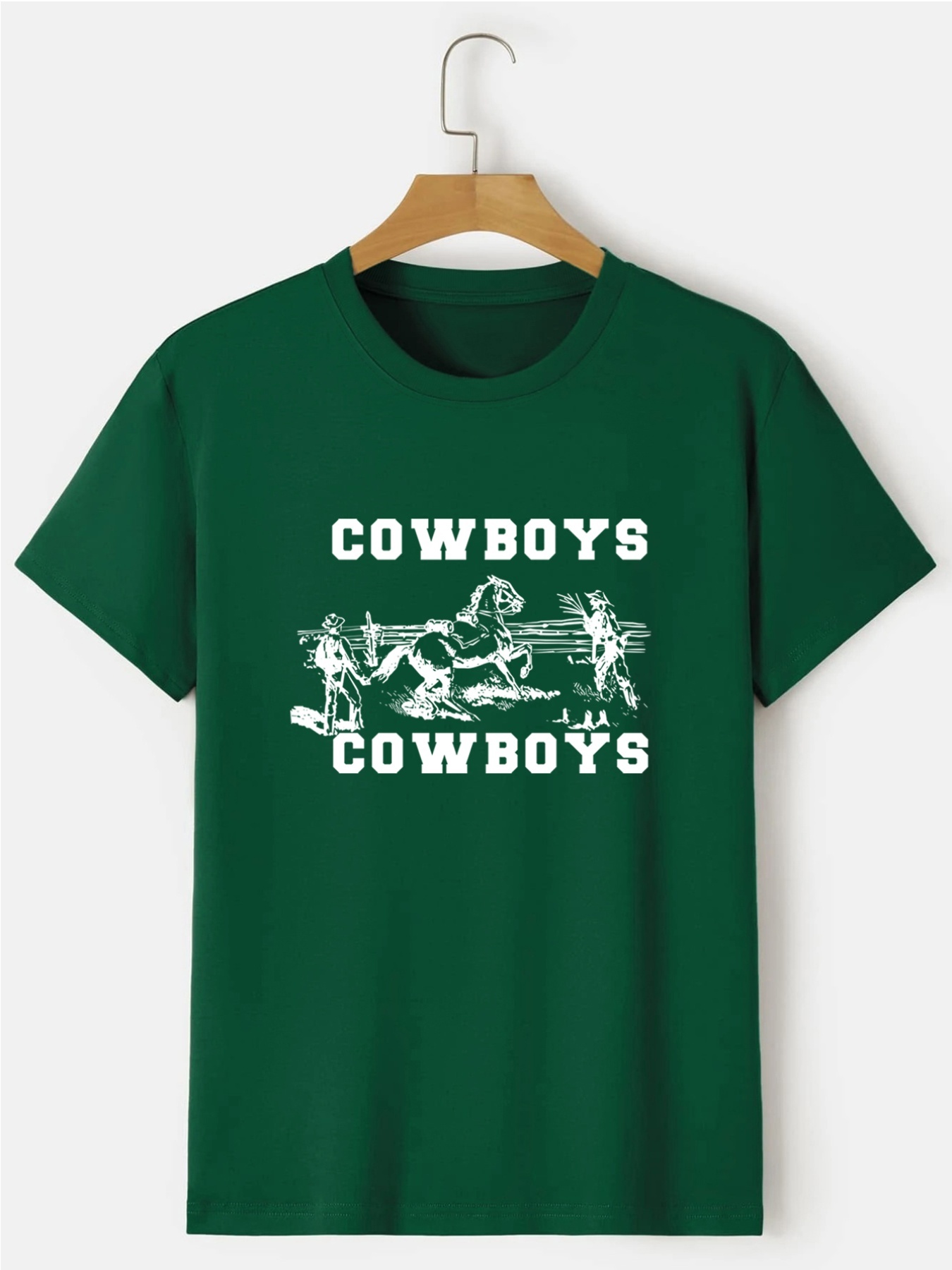 Mens Casual Cowboys Slightly Stretch Short Sleeves Crew Neck T-Shirt, Blouses, Tee, Male Plus Size Clothes for Summer,Casual,Temu