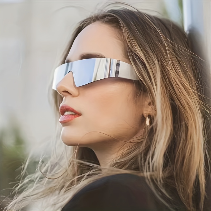 Y2k Mirror Lens Sunglasses Women Men Cyberpunk - Temu Canada