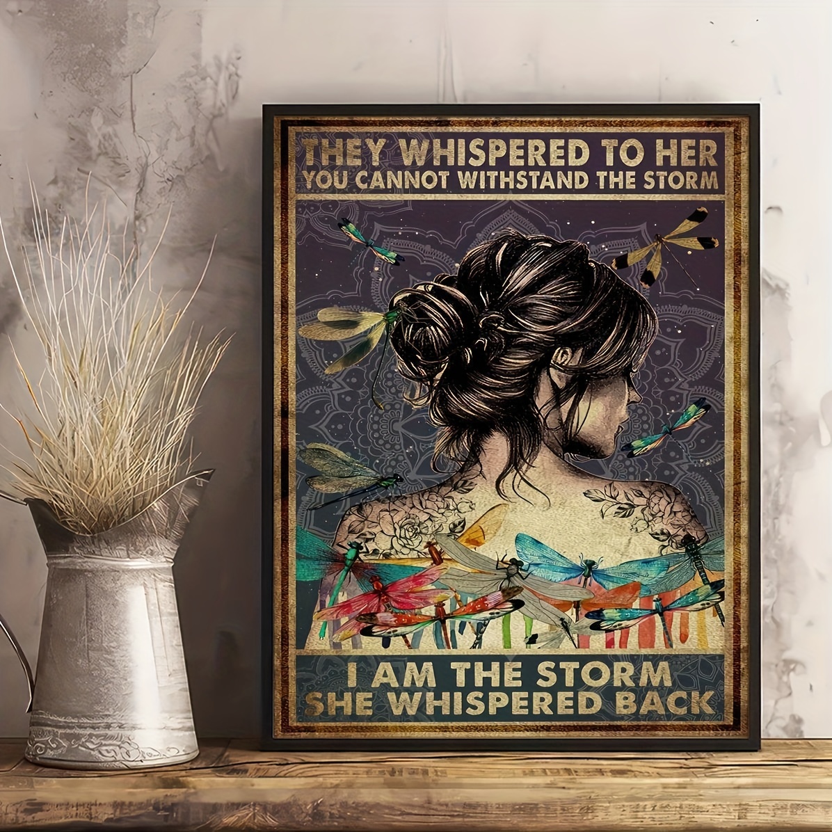 1pc Retro Canvas Painting Print Poster, Inspirational Yoga Girl Gypsy Let  That Shit Go Stay Wild Moon Child Wall Art, For Home Decor Room Decor Canvas