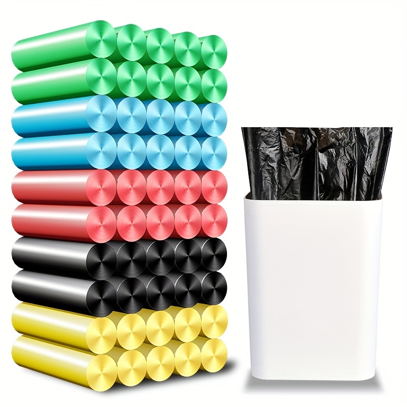 6 Farben für den Haushalt, 5 Rollen, Einweg-Müllbeutel, Kunststoff