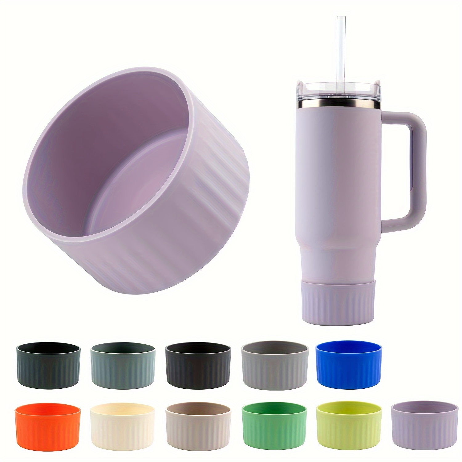 Solid Color Cup Base Cover Non slip Vertical Pattern Cup - Temu