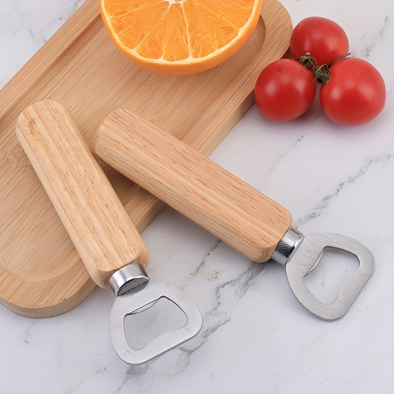 Wooden Handle Can Opener Stainless Steel Can Bottle Opener Practical Beer Can  Opener 