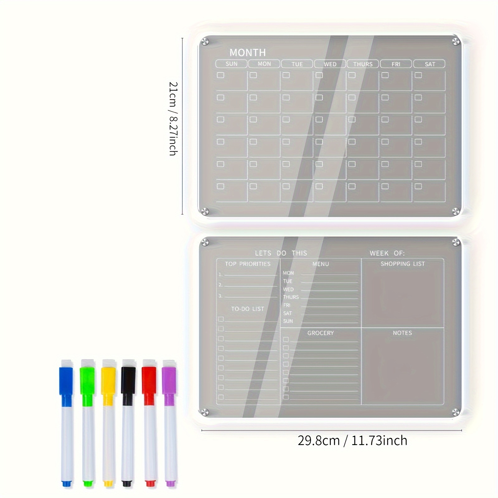 2pcs Calendario Mensile E Settimanale Magnetico In Acrilico - Temu Italy