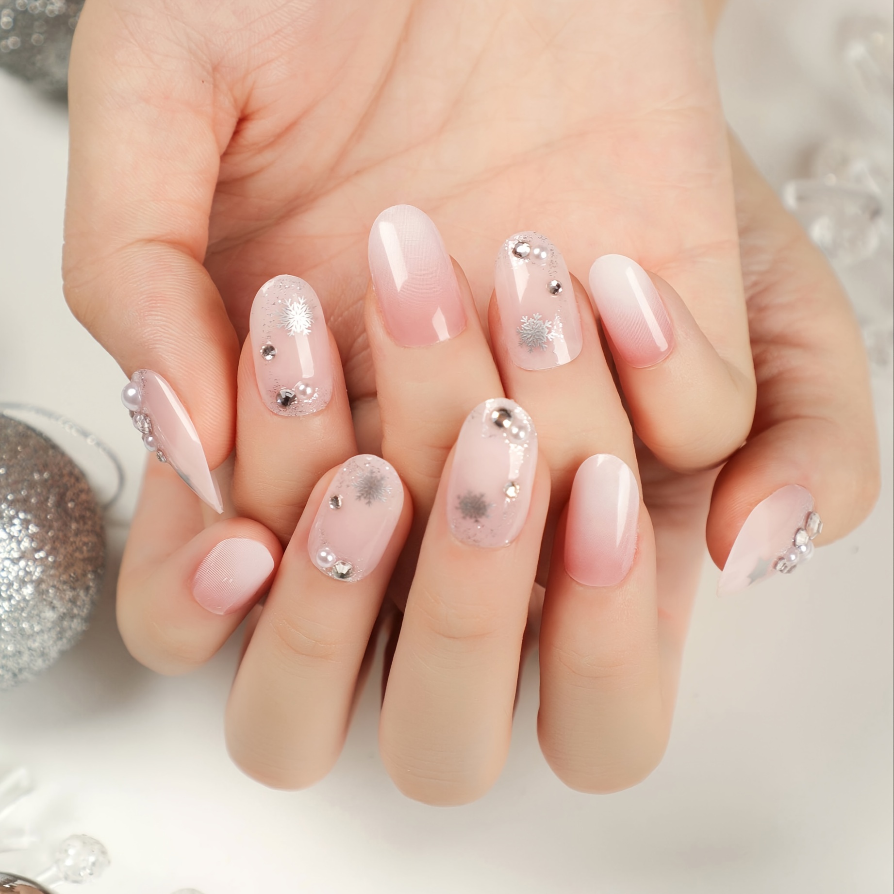  Christmas Square Press on Nails Short Medium Fake Nails Black  Acrylic French Nails with Snowflake Starry Night Full Cover Designs  Artificial Glue on Nails for Women and Girls 24 Pcs 