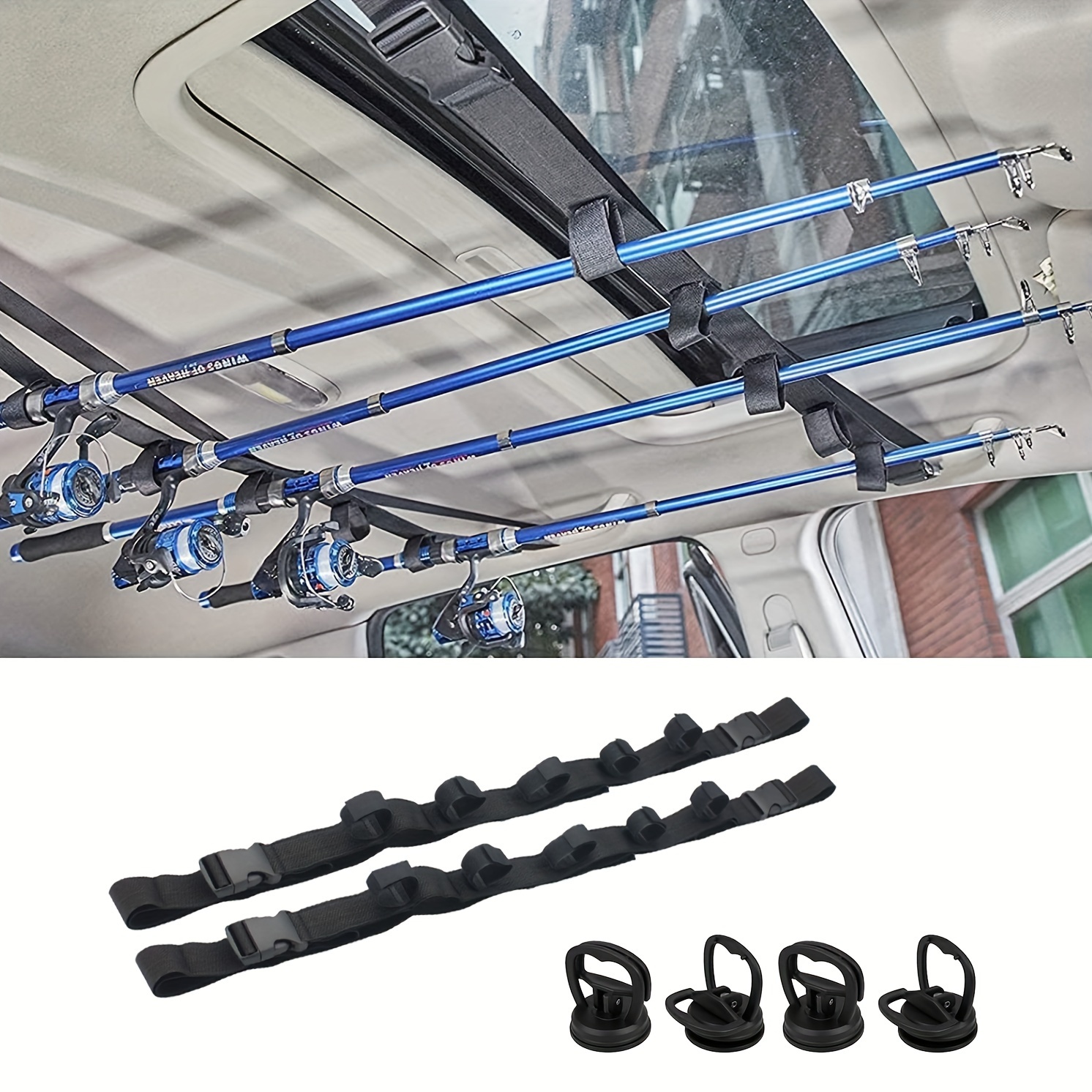 Fishing Rod Holder Strap Tie Hook And Loop Cross Stitch Binding Straps With  Sling Buckles Fishing Rod Accessories In Car Use For Car Hanger - Temu  United Kingdom