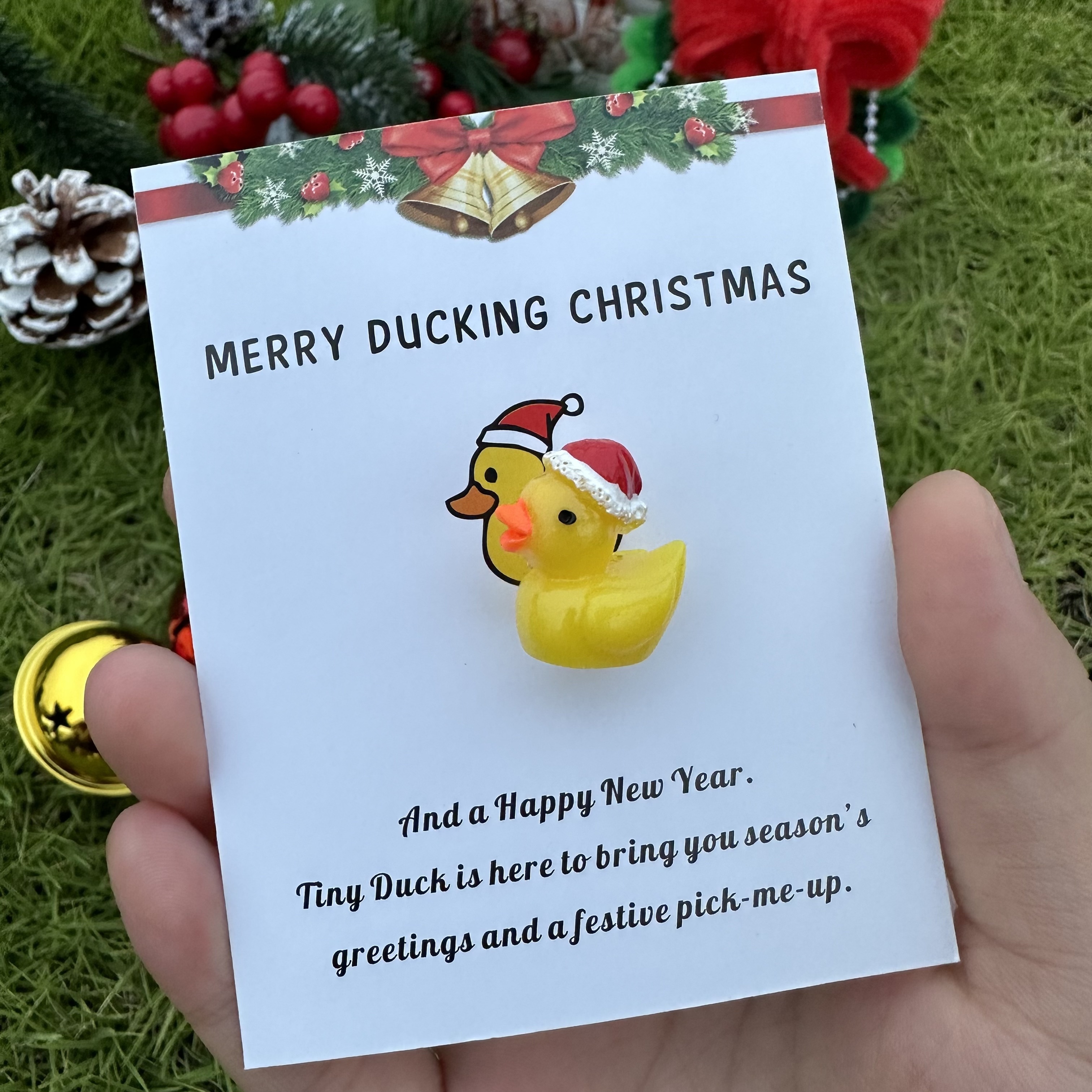1/2 Stück, Fröhliche Ducking-Weihnachten, Taschen-Enten-Umarmung,  Aufmunterungs-Weihnachtskarten Mit Mini-Harz-Ente,  Weihnachtsstrumpf-Geschenke