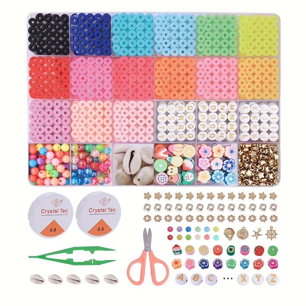 5100pcs Clay Beads Bracelet Making Kit, Preppy Spacer Flat Beads For  Jewelry Making, Polymer Beads With Charms And Elastic Strings For Birthday  Gifts