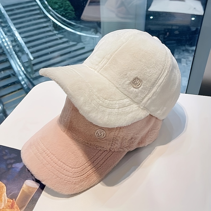Iron M Label Baseball Solid Color Warm Plush Sun Hat - Temu Canada
