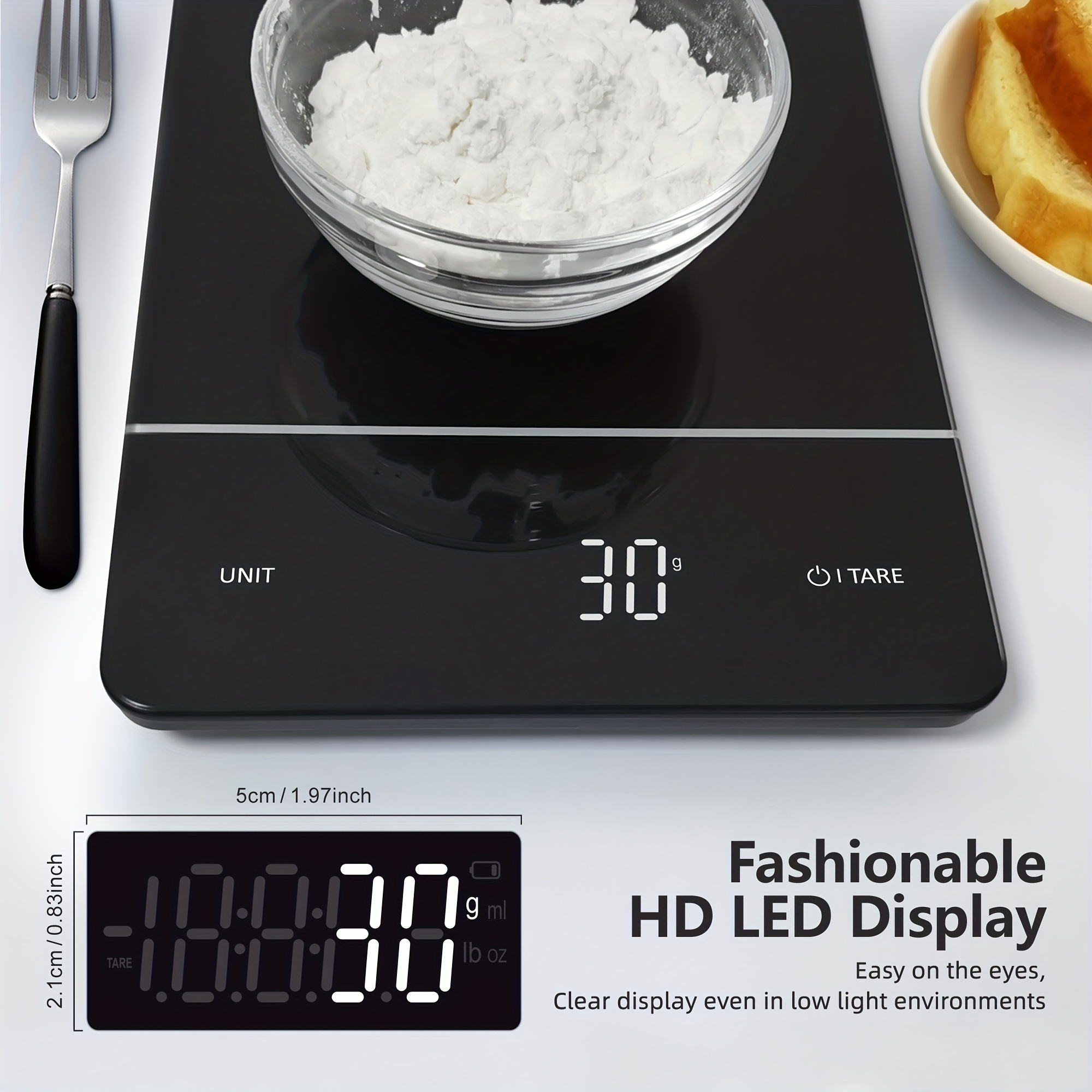 Mainstays Glass Digital Food Scale, Kitchen Scale, 0.05oz/1g Precision  Weighing