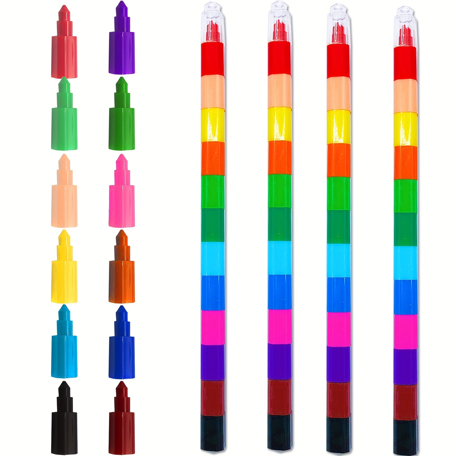 12pcs Colorful Art Crayons Stacker Pencils Loot Bag Fillers Drawing Crayon  Graffiti pencils for Children DIY
