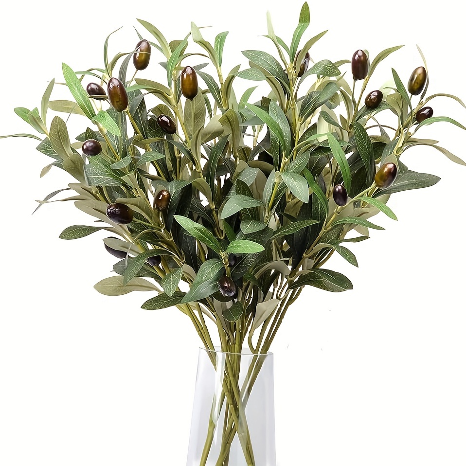 Rama decorativa de olivo artificial con aceitunas 100cm-02291