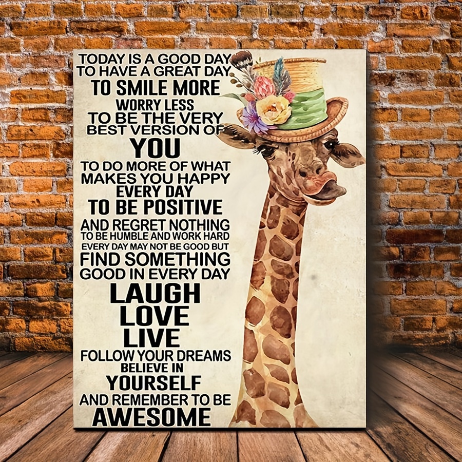 

1pc Wooden Framed Today Is A Good Day To Have A Great Day To Be Awesome Giraffe Canvas Decor Wall Art For Bedroom Living Room Home Walls Decoration With Framed Read To Hang 11.8inchx15.7inch