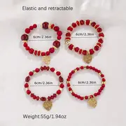 4pcs set bohemian multi layer glass bead handmade bracelet hollow heart multi layer tassel bracelet for men women details 0