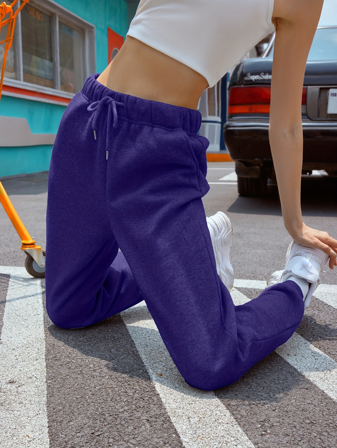 Women's Trendy Solid Color Jogging Pants Casual Comfy Sports Pants