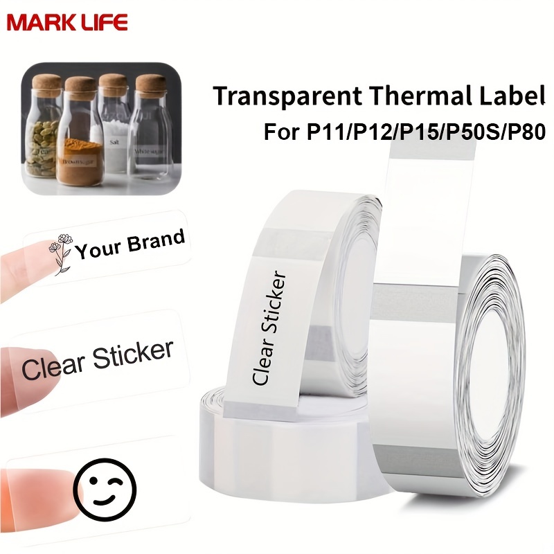 Papier d'étiquettes autocollantes transparentes, ruban blanc