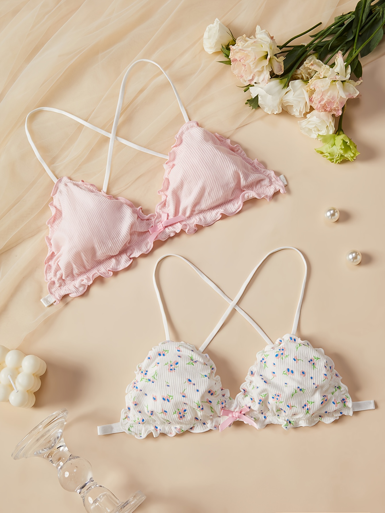 Floral Pattern Wireless Bras Comfy Breathable Button Front - Temu